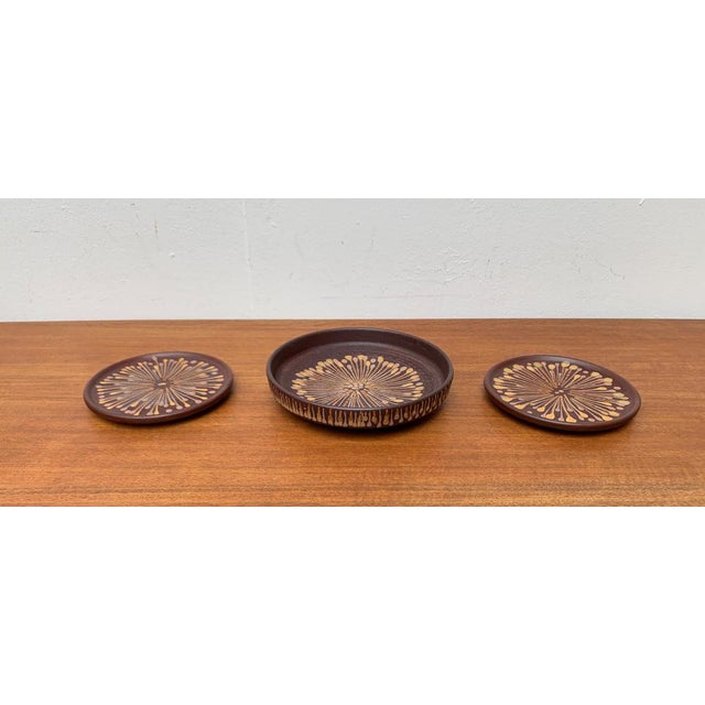 Mid-Century WGP Pottery Bowl and Plates from Silberdistel, West Germany, 1960s, Set of 3, in Very Good conditions....