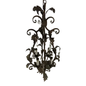 Tole and Crystal Floral Chandelier