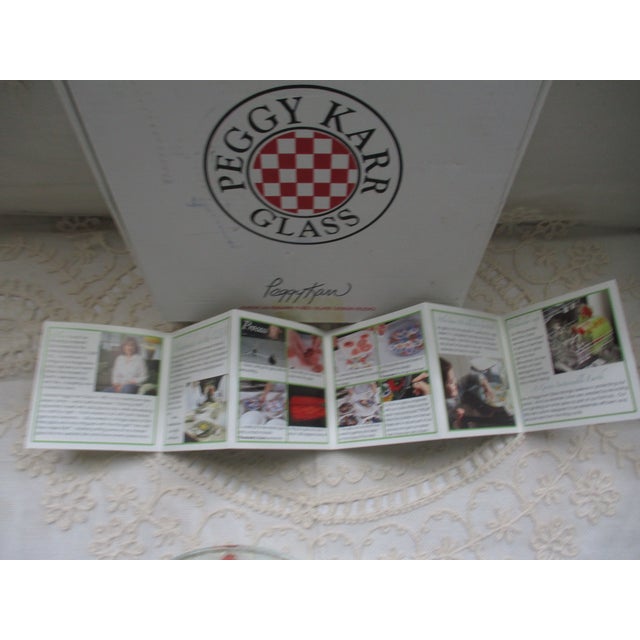 2000 - 2009 Peggy Karr Easter Rabbits in Basket With Eggs Fused Glass Plate 8" Boxed For Sale - Image 5 of 10