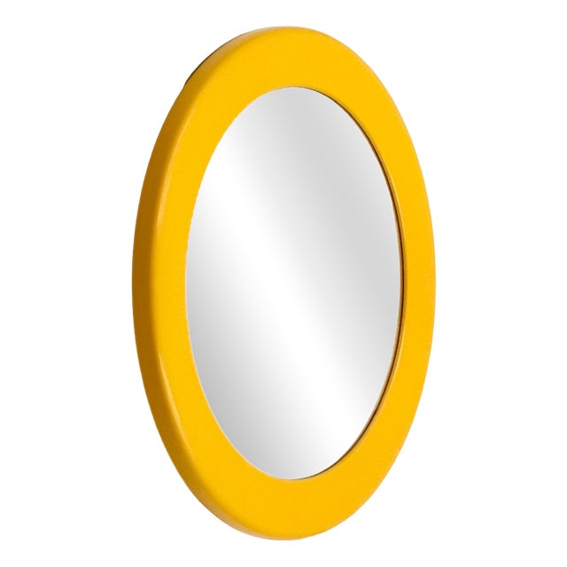 Space Age French Yellow Wall Mirror, 1970s For Sale