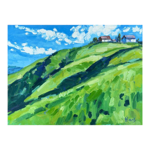 Contemporary Hilltop Houses Original Oil Painting by L Haas