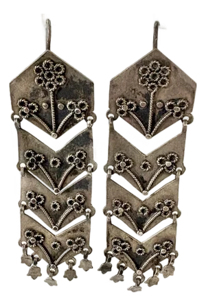 Handcrafted Vintage Silver Filigree Dangle Earrings