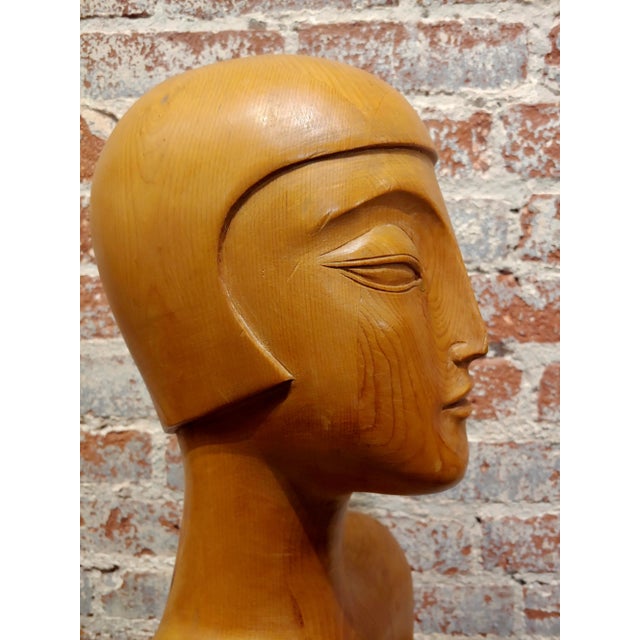 1930s Art Deco Carved Wooden Mannequin Busts-A Pair For Sale - Image 4 of 12
