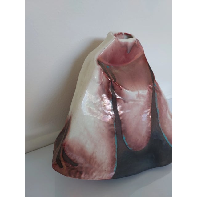 Contemporary Signed Tony Evans Raku Vase 1980s 1990s For Sale - Image 3 of 7
