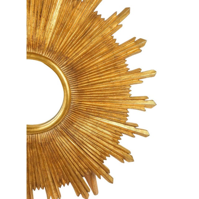 Gilt Starburst Mirror With Convex Center For Sale - Image 4 of 4