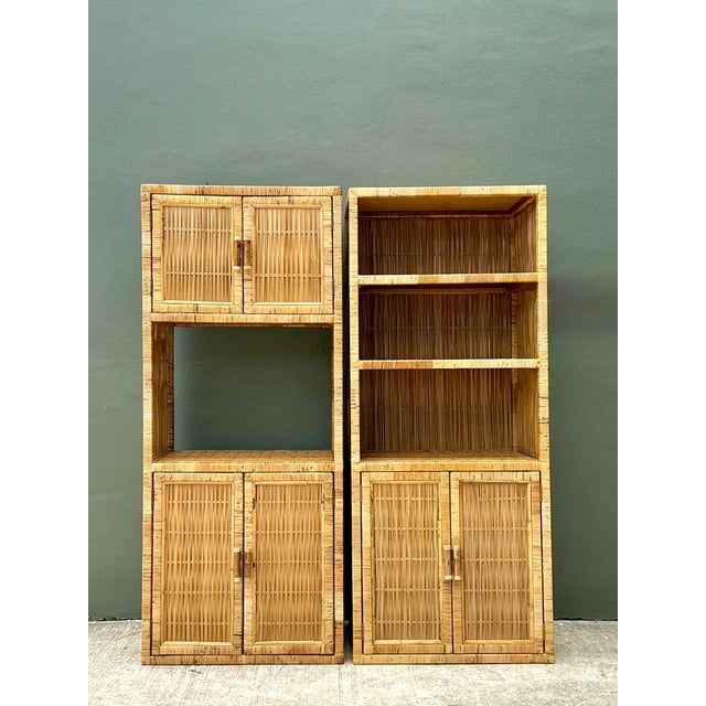 Vintage Woven Rattan Etagere - A Pair For Sale - Image 4 of 12