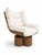 Caz swivel armchair in walnut and suede leather by christophe perichon. Dimensions: w 120 x d 90 x h 110 cm. Materials:...