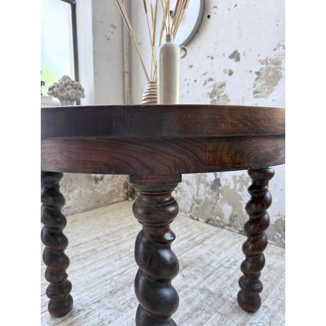 Round Walnut Table with Turned Legs, 1900s For Sale - Image 13 of 18