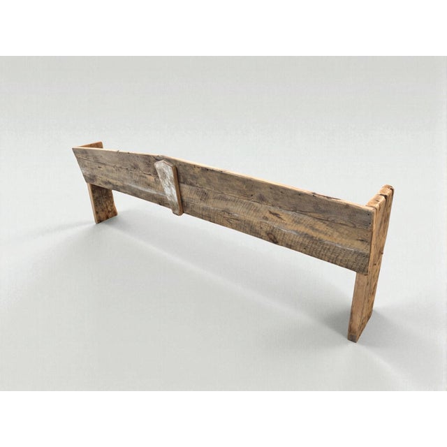 Primitive Rustic Farmhouse Reclaimed Barnwood Pew Bench 54 In. For Sale - Image 4 of 16