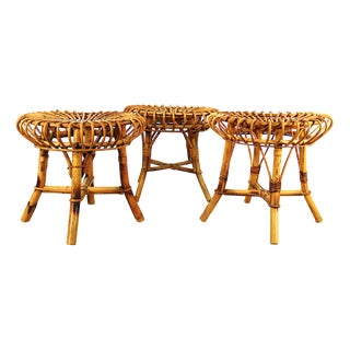 Bamboo Stools, Italy, 1970, Set of 3 For Sale