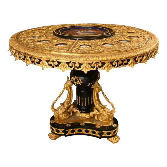 Napoleon III Revival Centre Table with Ormolu Plaques from Sèvres For Sale