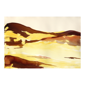 Golden Hour Landscape 1 - Abstract Expressive Warm Tone Ink Painting on Paper Original Artwork by Bettina Mauel