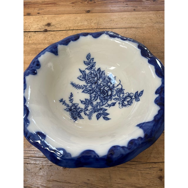 Blue Antique Ironstone Washing Basin/ Bowl For Sale - Image 8 of 8