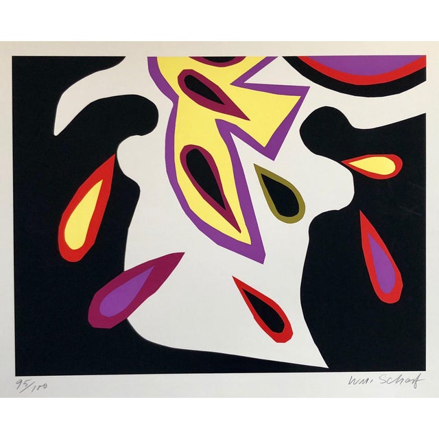 William Scharf, Bright Vibrant Pop Art Silkscreen Lithograph Print NYC Abstract Expressionist, c.1970 For Sale