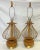 1960's Modernist Bent Rattan With Stacked Wood & Brass Lamps With Finials For Sale - Image 10 of 11
