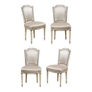 French Carved & Upholstered Chairs - Set of 4 For Sale