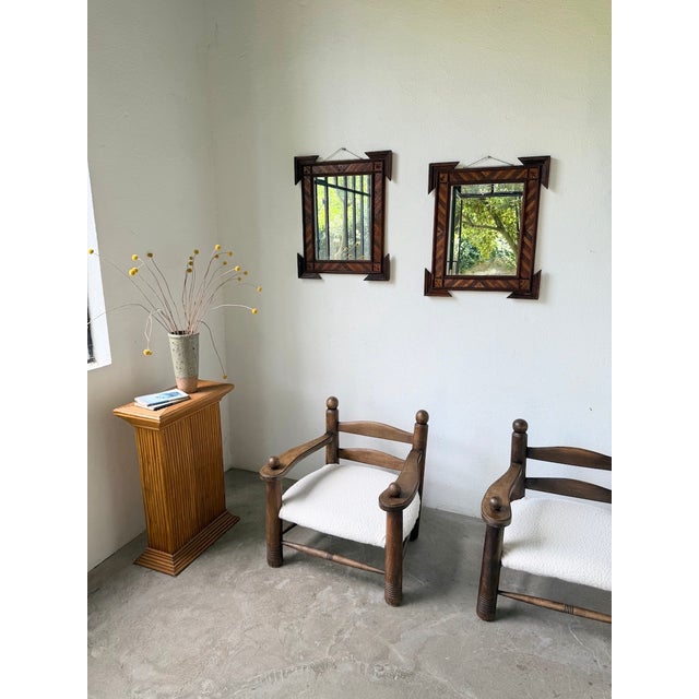 Tramp Art Style Wooden Mirrors, 1950s, Set of 2 For Sale - Image 4 of 18