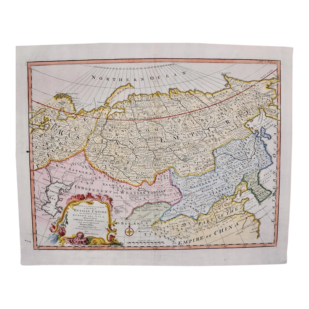 Map of the Russian Empire: An Original 18th Century Hand-Colored Map by ...