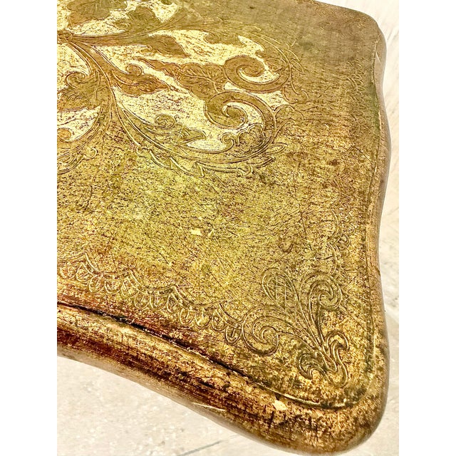 Vintage Mid-Century Italian Florentine Neoclassical Giltwood Rectangle Table With Cabriole Legs For Sale - Image 10 of 12