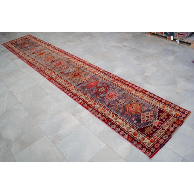 Textile 1960s Kurdish Extra Long Runner Herki Hand-Knotted Distressed Rug For Sale - Image 7 of 18