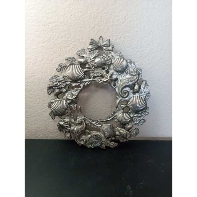 Pewter Nautical Theme Round Wreath For Sale - Image 4 of 6