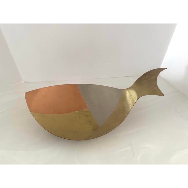 1960’s Metals Casado Mixed Metals Fish Bowl 16” For Sale In Detroit - Image 6 of 8