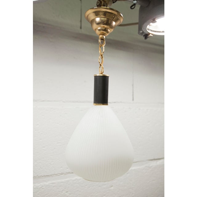 Mid-Century Pendant Light in Brass and Zebra-Striped Glass, 1950s For Sale - Image 10 of 11