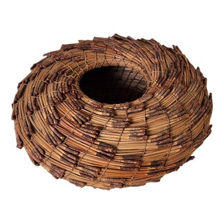 1980s Torrey Pine Needle Basket by Fran Kraynek Prince & Neil Prince For Sale