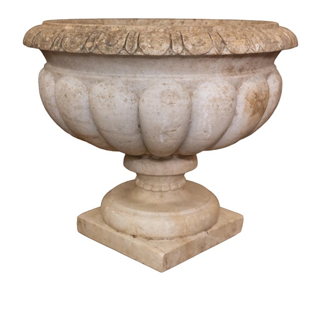 Italian Neo-Classical Wine Cooler or Standing Urn Centerpiece of Carved Marble For Sale - Image 9 of 12