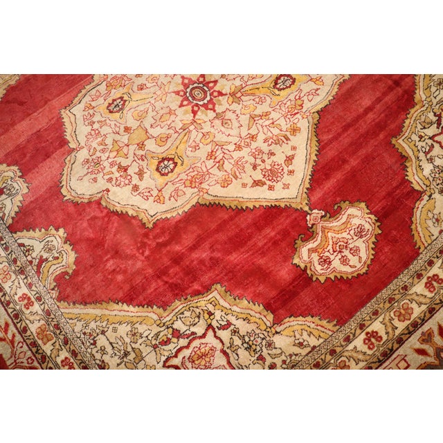 Red Antique Turkish Sivas Square Rug For Sale - Image 8 of 18