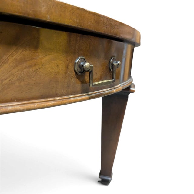 Circa 1957 Heritage Round Mahogany Coffee Table With Drawer For Sale - Image 9 of 18
