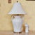 Vintage Paul Hanson Style White Ceramic Urn Table Lamp With Raised Botanical Relief Design For Sale - Image 13 of 18