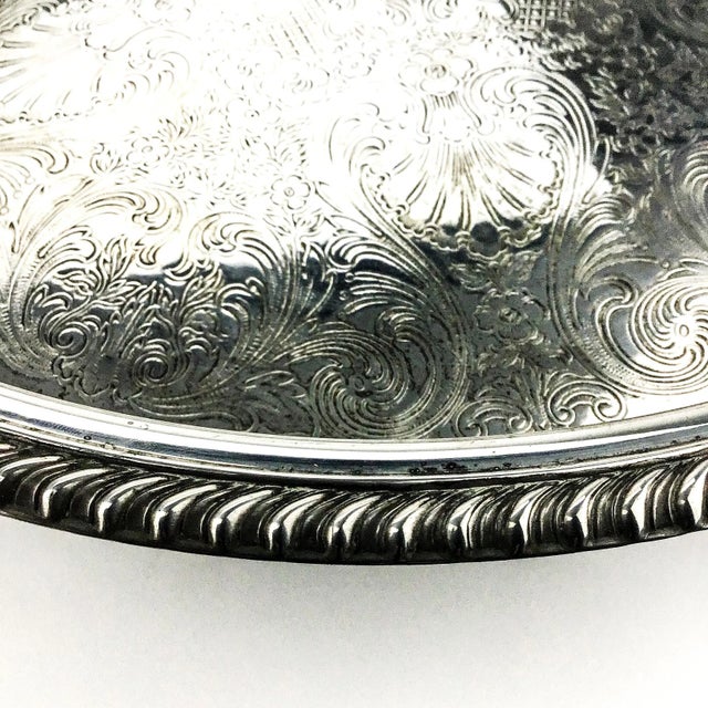 Metal Vintage Silver Plate Turning Lazy Susan Display Tray For Sale - Image 7 of 13