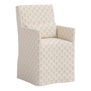 Stoffer Home x Cloth & Company Lindy Slipcover Dining Arm Chair in Francie Cream For Sale