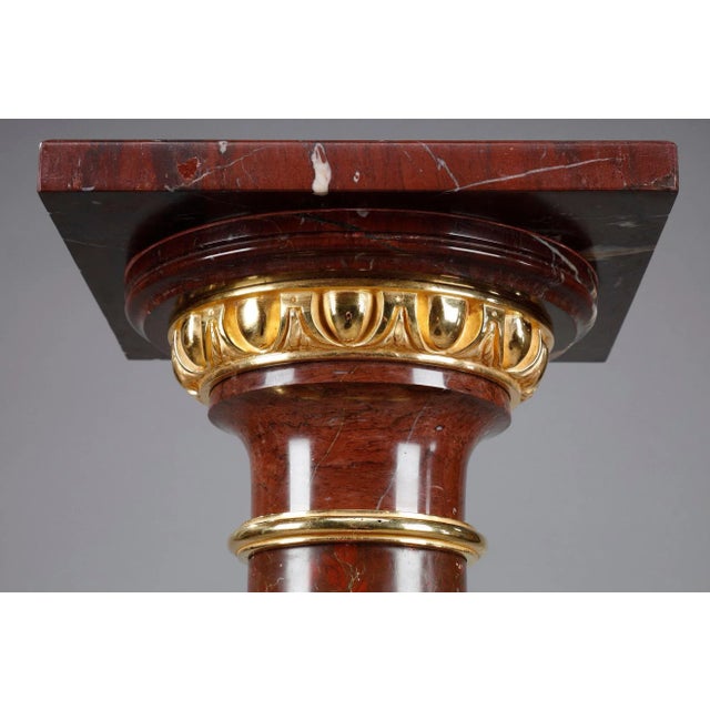 Griotte Marble and Gilt Bronze Column For Sale - Image 5 of 13