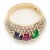 Gold 1990s 14k Yellow Gold Diamond Emerald Ruby and Sapphire Ring, Size 6.5 For Sale - Image 8 of 11