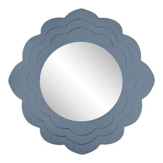 Fleur Home Audubon Magnolia Circle Mirror in Bachelor Blue, 48x48 For Sale