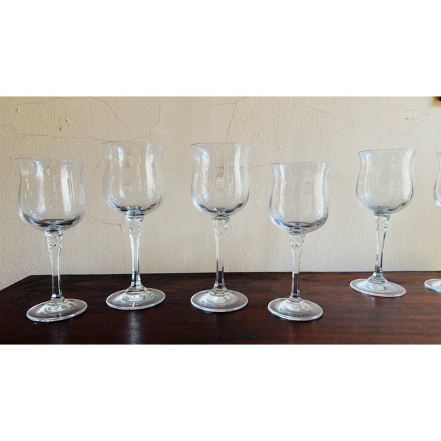 Vintage Towle Crystal Silhouette Water Goblets, Set of 8, Optic Bowl, Hexagon Stem For Sale - Image 12 of 13