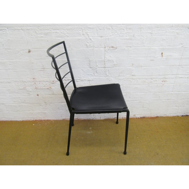 1960s Vintage Mid-Century Modern Metal and Leather Dining Chairs For Sale - Image 4 of 10