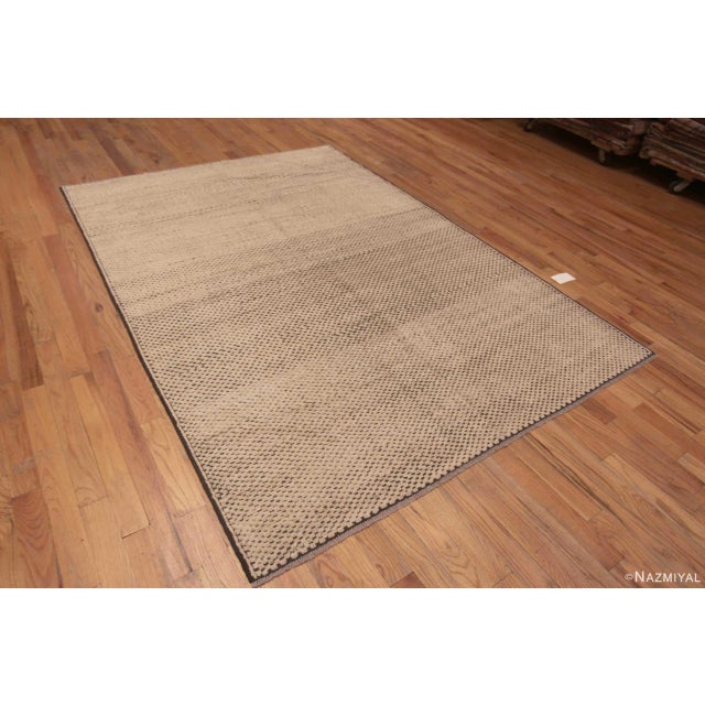 Beautiful Soft Cream Color Modern Tribal Checkerboard Design Wool Pile Area Rug, Country Of Origin: Central Asia, Circa...