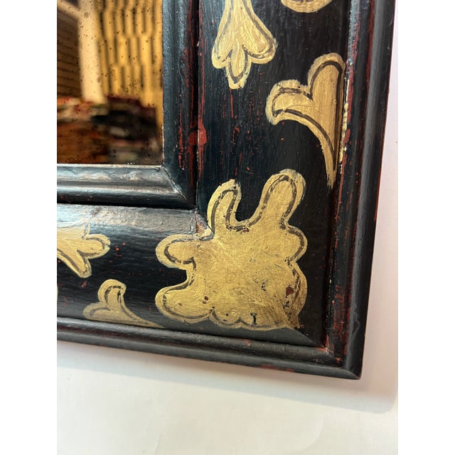 1990s Italian Hand Painted Rectangular Wooden Mirror For Sale - Image 10 of 12