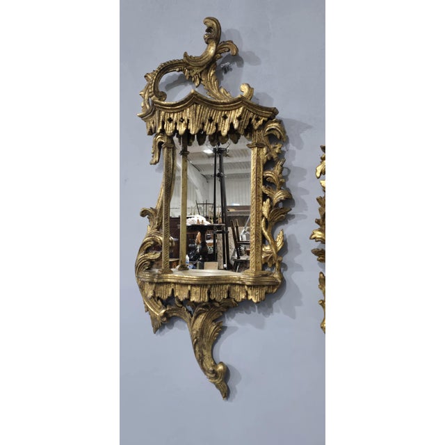 Chinese Chippendale Gilt Wall Mirrors, 1920, Set of 2 For Sale - Image 9 of 10