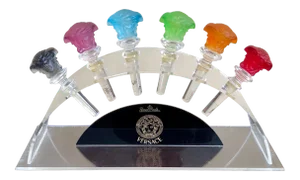 Rosenthal Versace Medusa Crystal Wine Stoppers- Set of 6