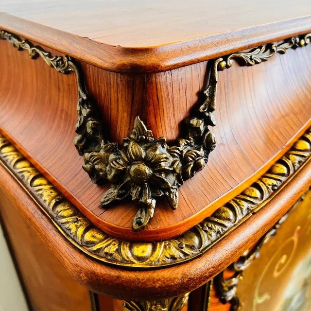 Wood Vintage French Louis XV Style Hand-Painted Cabinet For Sale - Image 7 of 11