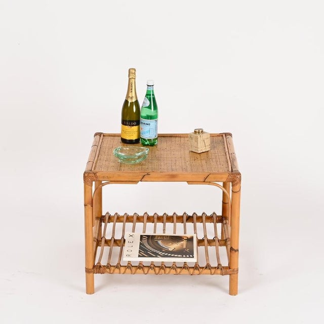 Mid-Century Modern Italian Organic Coffee Table in Rattan and Wicker, 1970s For Sale - Image 3 of 13