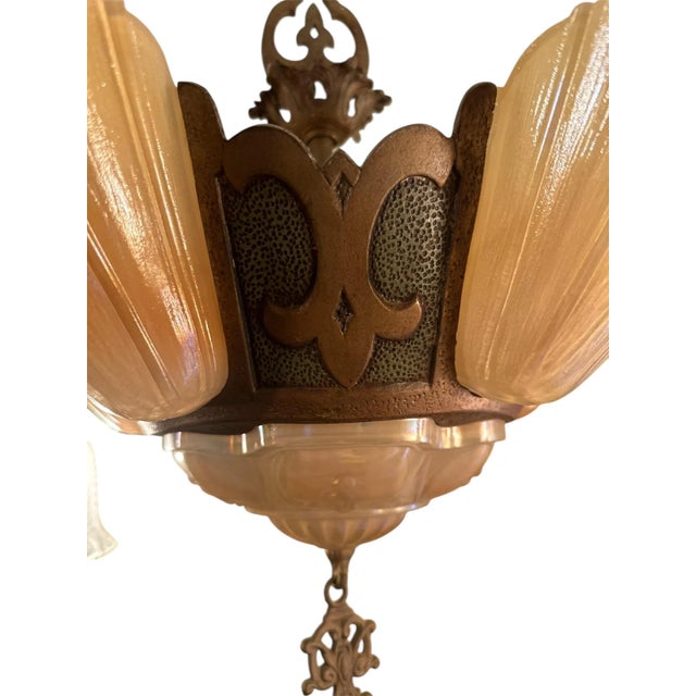 Mid 19th Century Mid Century Art Deco Painted Chandelier With Original Patina For Sale - Image 4 of 4