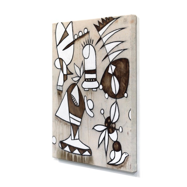 Abstract Stout No Doubt - Neutral Beige Abstract Modern Organic Shape Mixed Media Artwork on Canvas by Rue Bootay For Sale - Image 3 of 8