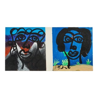 Mid Century Acrylic Paintings on Canvas in the Style of Peter Keil For Sale