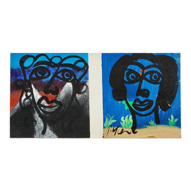 Mid Century Acrylic Paintings on Canvas in the Style of Peter Keil For Sale