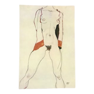 1981 Egon Schiele 24 Erotic Drawing Female Torso For Sale